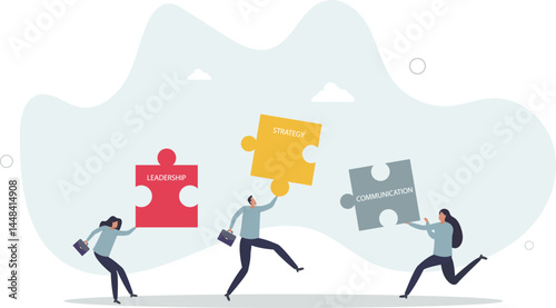 Team collaboration or teamwork with effective partnership. character life .
