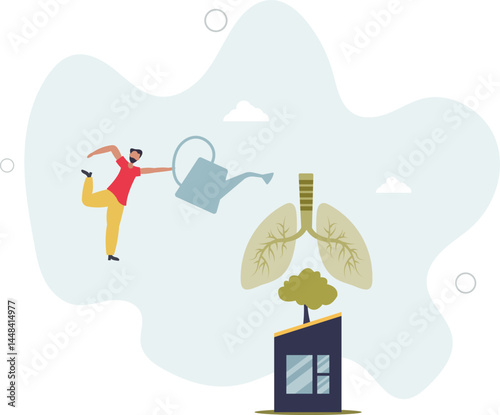 Clean breathing with fresh air for respiratory system.Office or home air purification for body wellness and care. character life .