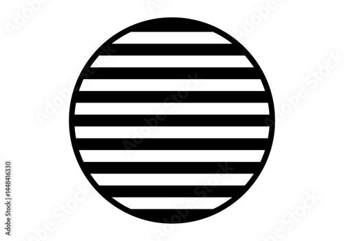 Icono negro de círculo con barras negras horizontales