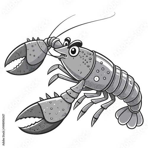 Cartoon Crayfish with Large Claws