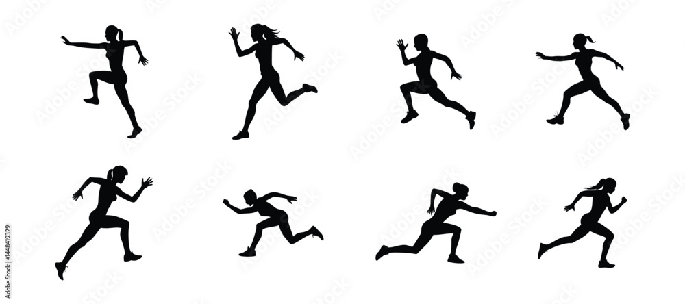 Dynamic Female Silhouette Icons - Running and Exercise Dynamic Female Silhouette Icons - Running and Exercise