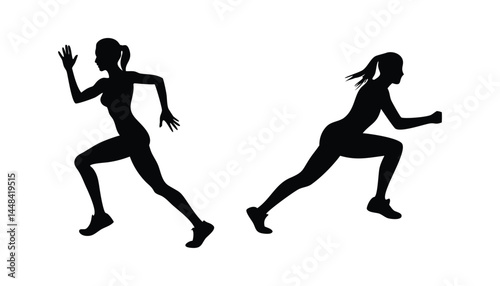 WFemale Running Silhouettes - Dynamic Exercise Icons