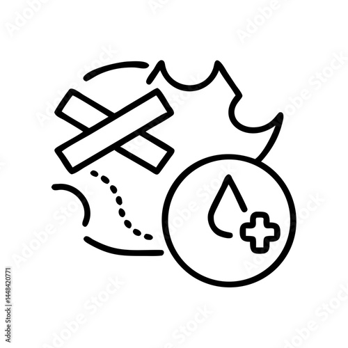 Injury icon depicting a wound with a bandage and droplet  