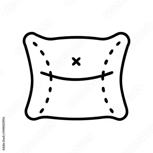 Linen Pillowcase Icon Outline Graphic on Transparent Background  