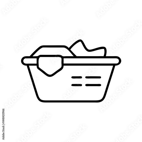 Laundry basket icon, black outline, transparent background  