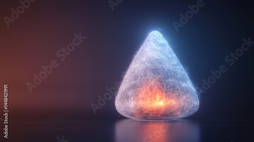 Futuristic Abstract Shape with Glowing Light and Texture