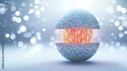 Cross-section of Earth with glowing inner core and texture
