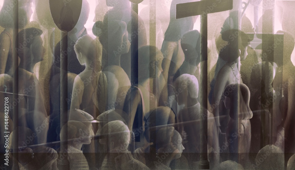 Obraz premium People in the city. crowd. surreal artwork