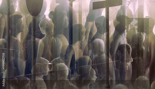People in the city. crowd. surreal artwork
