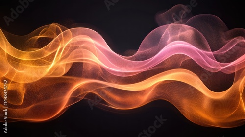 Wallpaper Mural Abstract orange pink smoke waves, dark background, design element Torontodigital.ca