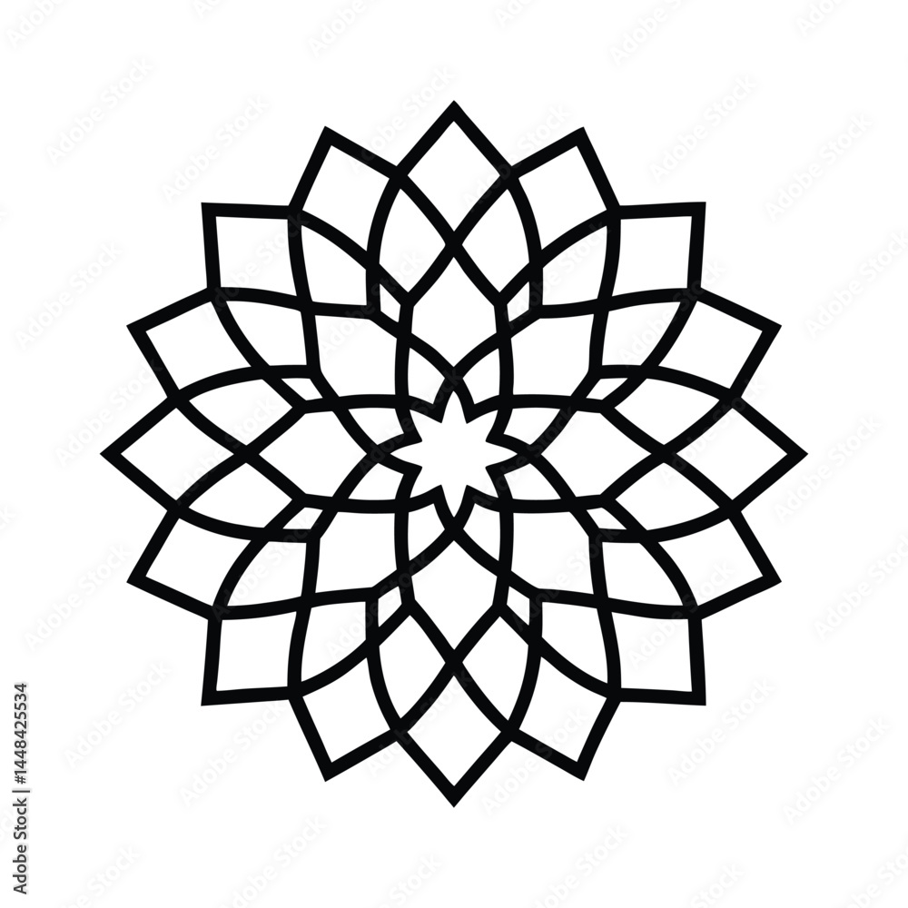 Obraz premium indo islamic fusion mandala vector line art