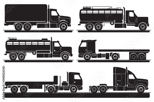 Heavy Truck Silhouette Vector Collection