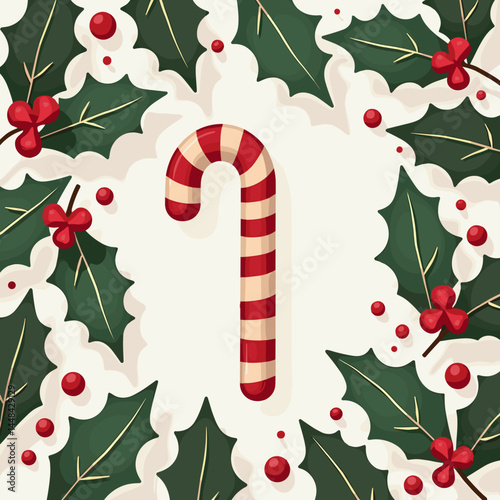 vibrant christmas decorations with red berries and green leaves