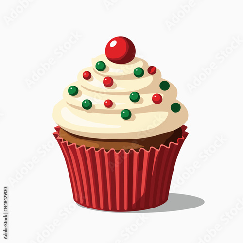 christmas cupcake with sprinkles  red and green holiday dessert