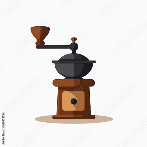 vintage coffee maker with brown wood base