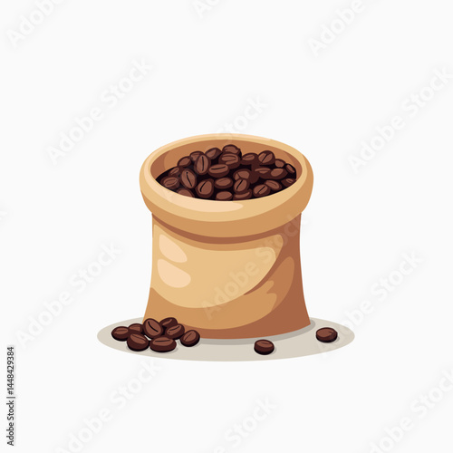 coffee beans in brown pouch  caffeinated beverage concept