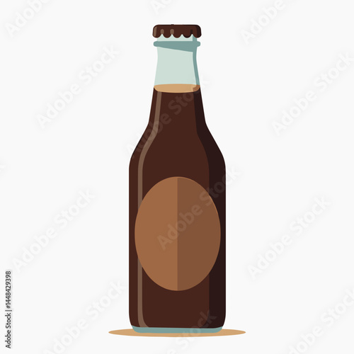 brown beer bottle with label and cap