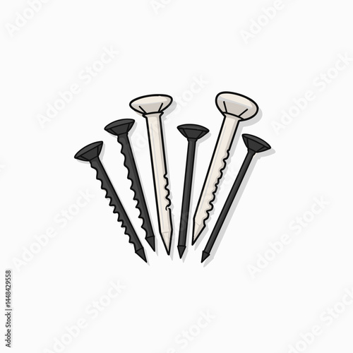 colorful screwdriver set with black and white screws