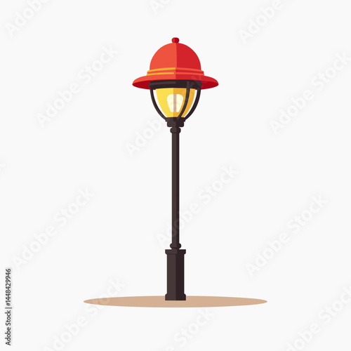 vintage lamp post illustration with red lantern