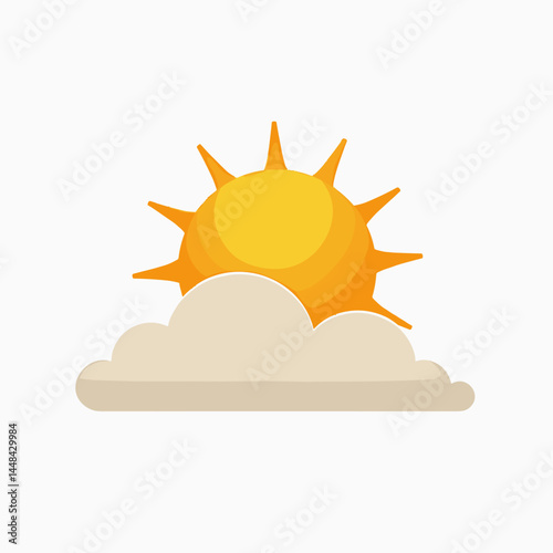 sunny day with yellow sun and white clouds