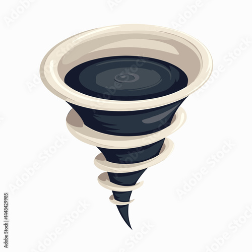 cartoon tornado illustration with dark vortex and lightning bolts