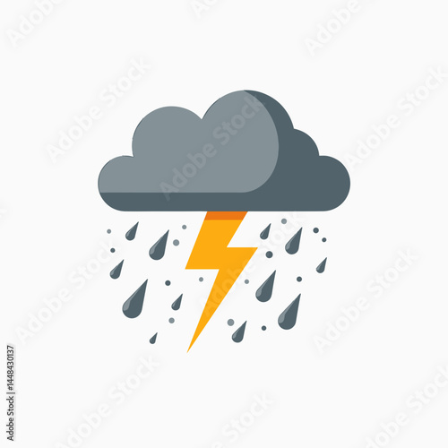 stormy weather icon with rain and lightning bolt