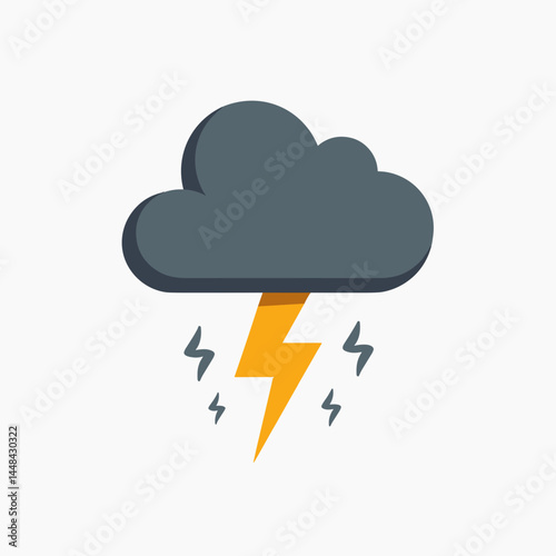 stormy clouds with lightning bolt icon