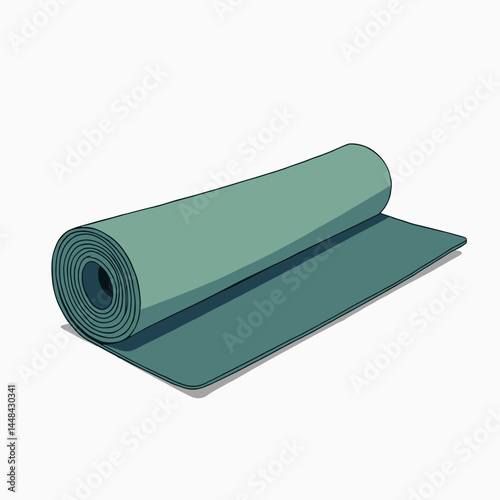 rolled yoga mat with blue cover  meditation accessory for fitness enthusiasts