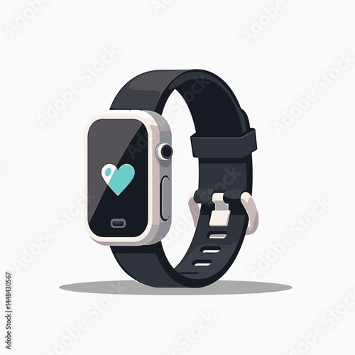 modern fitness wristwatch with heart rate monitor  black and white illustration