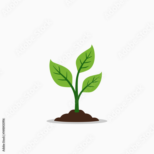 vibrant green leaf growth in soil  ecofriendly plant icon