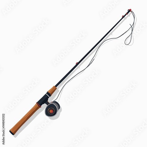 fishing rod with reel and bait holder  brown and black