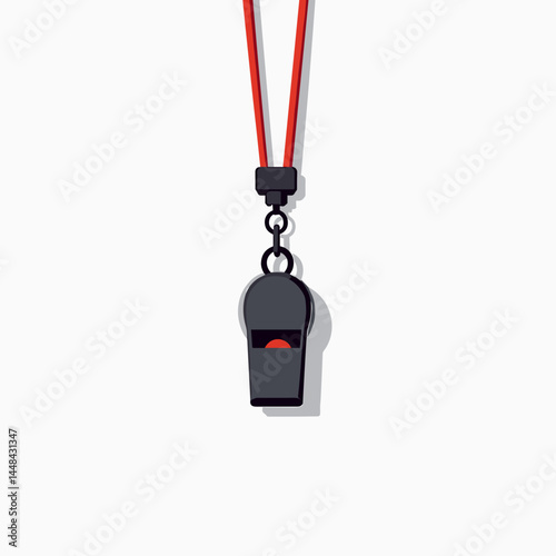red whistle keychain with black strap  stock illustration