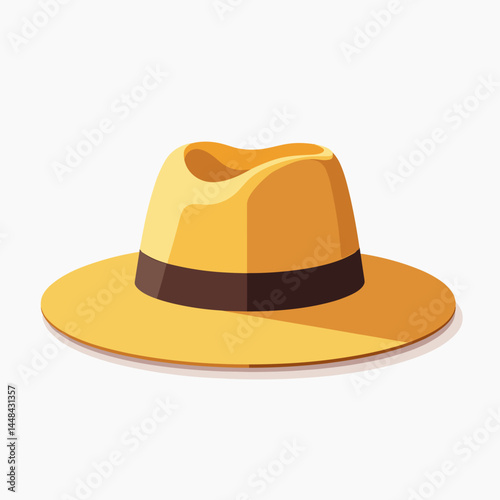 yellow fedora hat with brown band  fashion accessory illustration