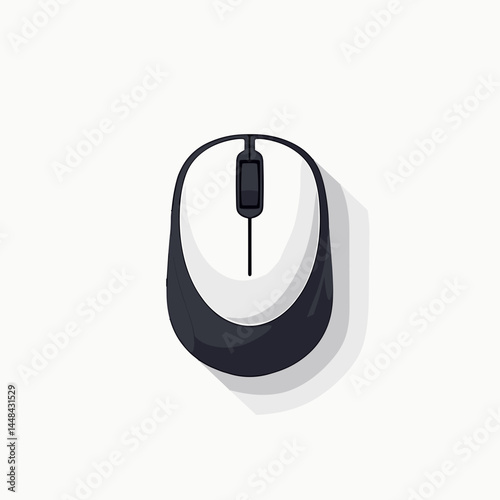 modern white wireless mouse with black scroll wheel