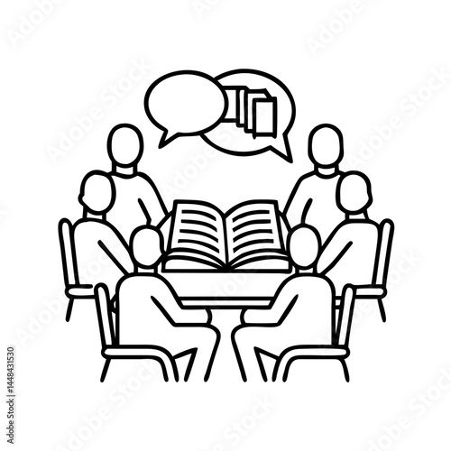 Fényképezés book club meeting icon, book club meeting vector illustration-simple illustratio