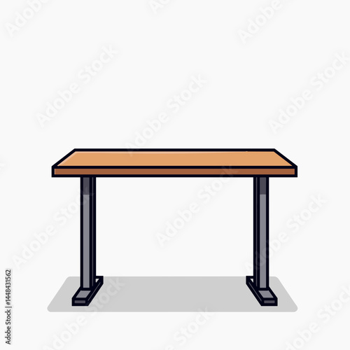 wooden table with black legs  cartoon illustration
