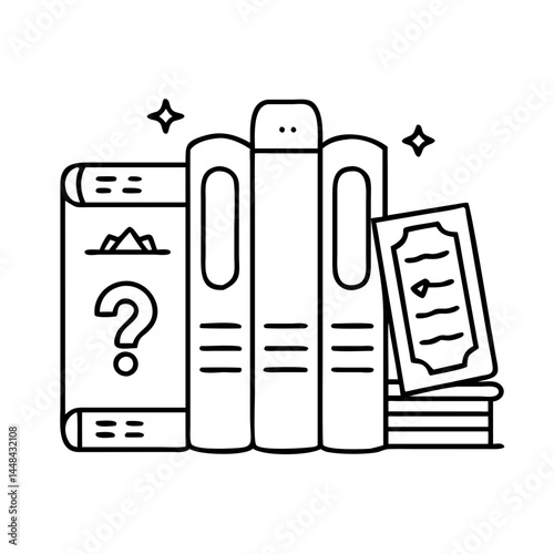 books with different genres mystery fantasy icon