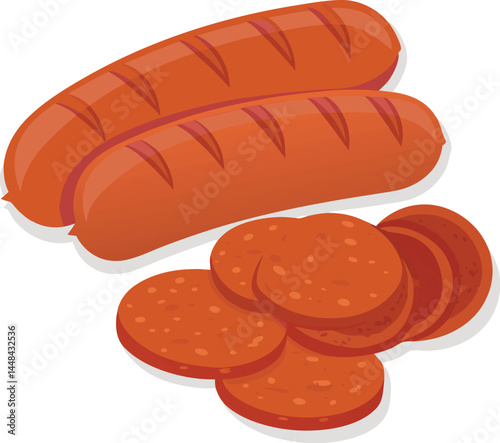 Sausage salami icon logo vector
