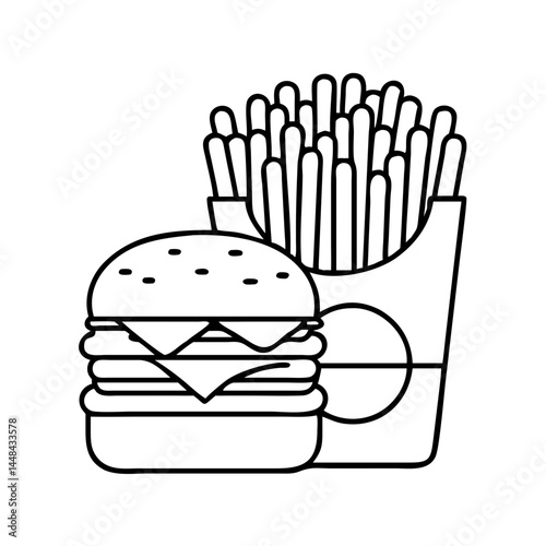 burger and fries combo icon, burger and fries combo vector illustration-simple illustration of burger and fries combo, perfect for burger and fries combo logos and icons