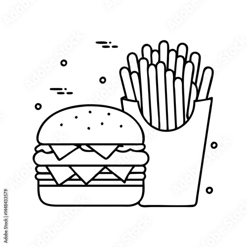 burger and fries combo icon, burger and fries combo vector illustration-simple illustration of burger and fries combo, perfect for burger and fries combo logos and icons