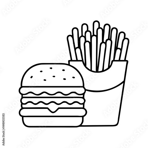 burger and fries combo icon, burger and fries combo vector illustration-simple illustration of burger and fries combo, perfect for burger and fries combo logos and icons
