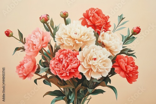Wallpaper Mural A delicate arrangement of pastel peonies in a muted palette. Torontodigital.ca