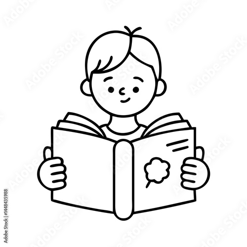 child reading a picture book icon, child reading a picture book vector illustration-simple illustration of child reading a picture book, perfect for child reading a picture book logos and icons