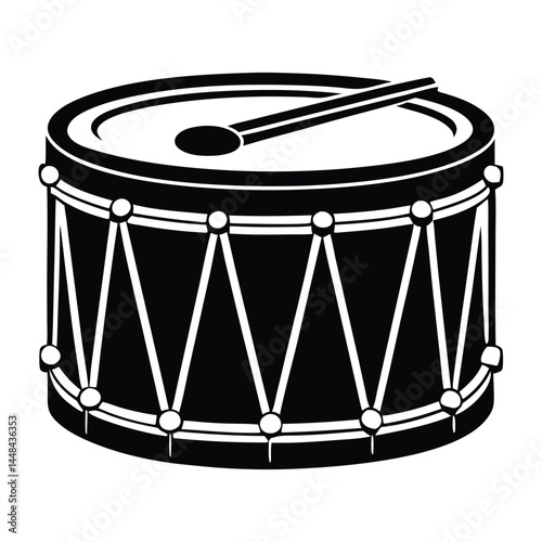 Drum Silhouette Vector, vibrant percussion musical silhouette Vector illustration, Minimal Drum Clipart for Cricut, Print and Illustration