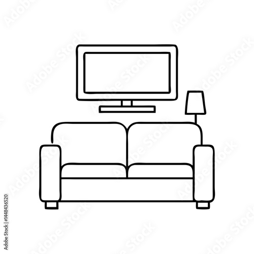 couch with tv icon, couch with tv vector illustration-simple illustration of couch with tv, perfect for couch with tv logos and icons