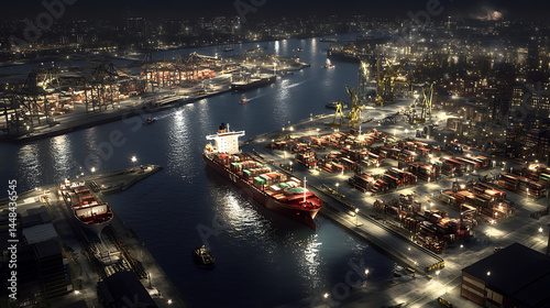 Night port aerial view