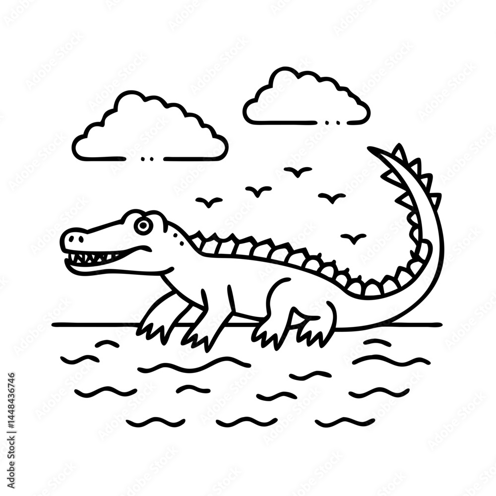 Fototapeta premium crocodile by water icon, crocodile by water vector illustration-simple illustration of crocodile by water, perfect for crocodile by water logos and icons