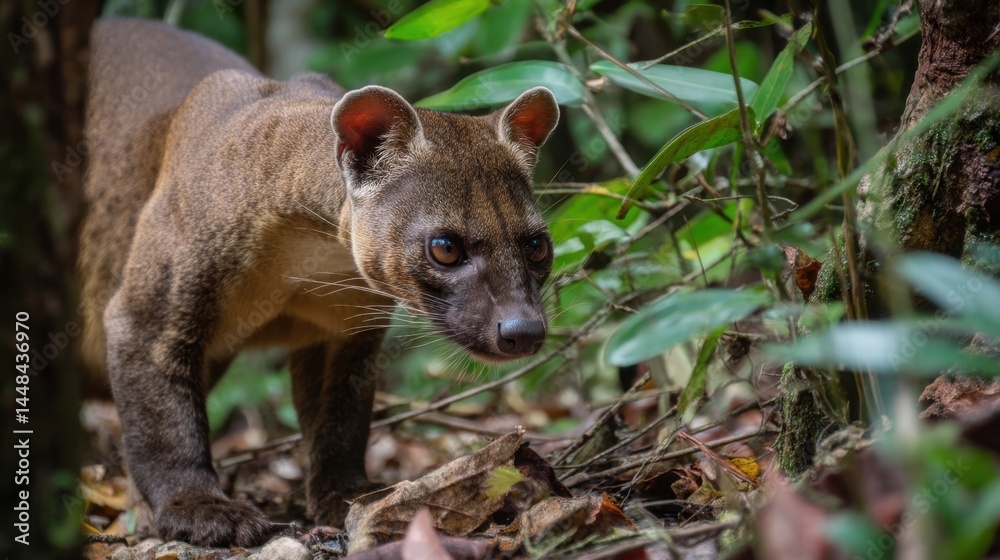 Obraz premium Fossa in Madagascar Rainforest