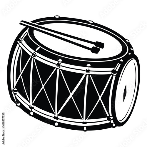 Drum Silhouette Vector, vibrant percussion musical silhouette Vector illustration, Minimal Drum Clipart for Cricut, Print and Illustration