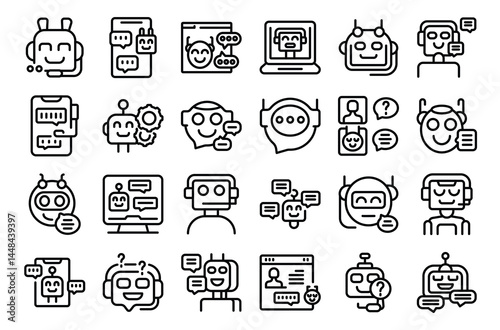 Chatbot icons tech support friendly faces